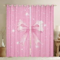 Castle Fairy Pink Bowknot Black Out Curtains for Teens,Sparkling Sequin Curtains Pack of 2 (42x63 Each),Dreamy Princess Bedroom Curtains,Luxury Bedroom Decor