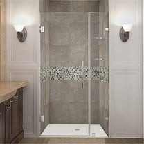 Nautis 37 x 72 in. Completely Frameless Hinged Shower Door with Glass Shelves in Chrome