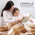 thumbnail image 3 of RECYCO Buffalo Paid Chenille Throw Blanket for Couch, Soft Cozy Decorative Buffalo Check Blanket Throw with Tassels for Bed Sofa, Plaid Brown Off White, 50'' x 60'', 3 of 7