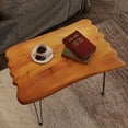 thumbnail image 2 of Organizedlife Solid Cedar Wood Coffee Table with 2 Handcrafted Root Stools, 27.6” Rustic Tea Table Set, Fully Assembled, 2 of 9