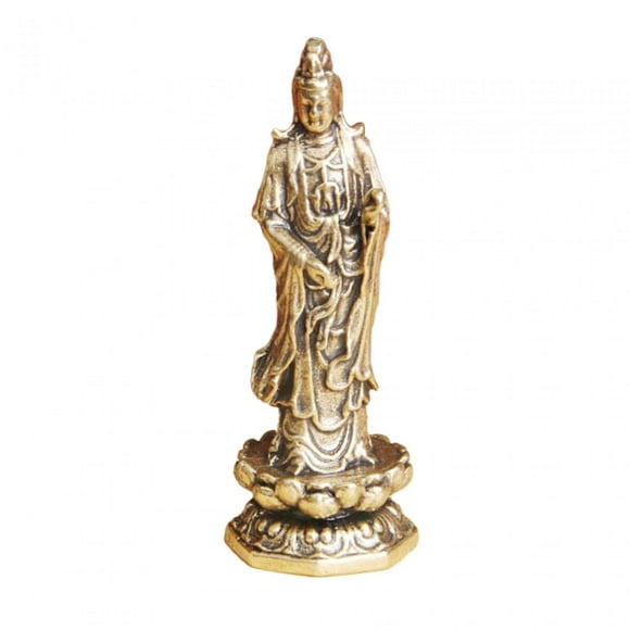 GROWTH TANK 4.6cm Brass Guanyin Bodhisattva Statue Chinese Myth Sculpture for Tea Lovers B