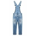 thumbnail image 2 of KIDSCOOL SPACE Girls Washed Distressed Denim Ripped Cotton Jean Overalls,Light Blue,5-6 Years, 2 of 8