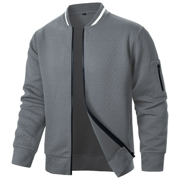 pstuiky camisetas de manga larga para hombre, Chaqueta de manga larga con cuello alto y cremallera de color liso para hombre camisetas de hombre m