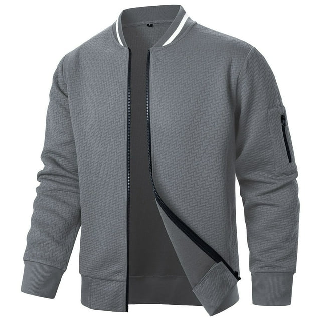 pstuiky Camisas de invierno de manga larga para hombre, Chaqueta de manga larga con cuello alto y cremallera de color liso para hombre Tops de hombre xxl