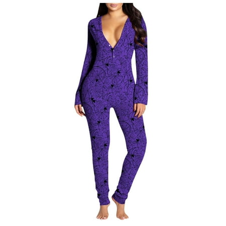 

Women Print Long Sleeve Button Flap Nightwear Jumpsuit Bodysuit Playsuit Romper Hot6s4486634
