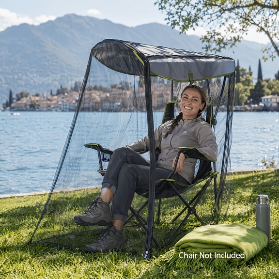 1pc Portable Folding Mosquito Net for Camping Chair Chair Not Included, Instant Bug Screen with Sun Shade, Lightweight Insect Mesh Tent for Outdoor Fishing Patio Garden, Easy Carry & Store.