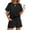 Black, variant on Two Piece Sets for Women Summer Crew Neck Lounge Short Sets Cap Sleeve Drawstring Sweatsuit with Pocket
