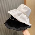 thumbnail image 3 of LinYooLi Big Brim Fisherman Hat Women's Spring and Summer Shopping Sunscreen Sunshade Pearl Foldable Sun Hat, 3 of 5