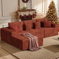 thumbnail image 2 of Daluvenix 111” Modular Sectional Sofa, Cloud Sectional Couch with L-Shape Chaise, Upholstered Comfy Deep Seat Couch for Living Room Bedroom, No Assembly Required, Brown(corduroy Fabric), 2 of 9