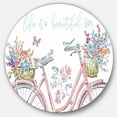 thumbnail image 1 of Designart 'Spring Bike Bouquet' Traditional Metal Circle Wall Art, 1 of 3