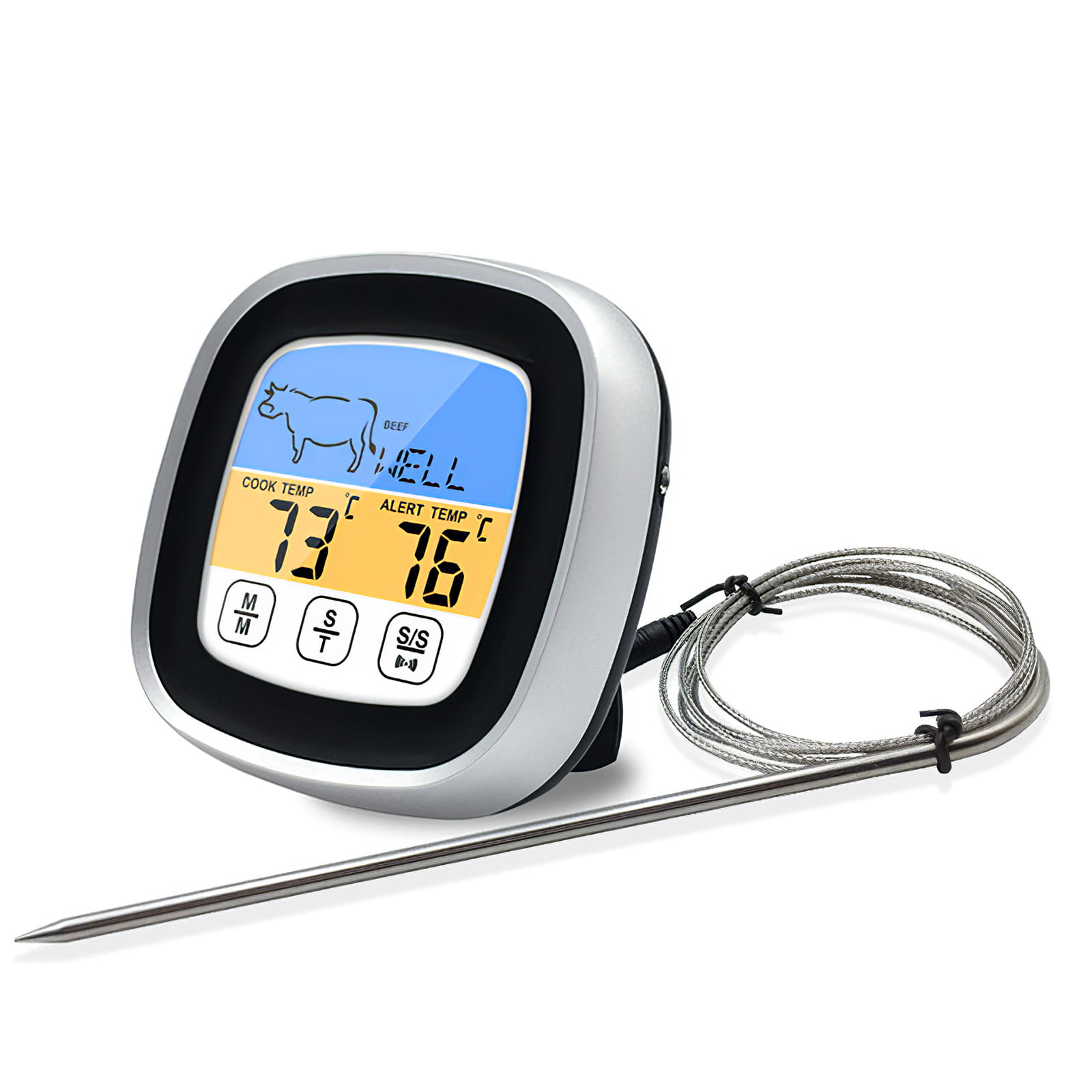 Thermometer Fleischthermometer Grillthermometer mit Timer für BBQ Grill Smoker 