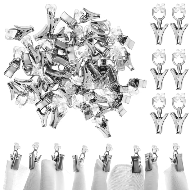 50 ganchos deslizantes para cortinas, clips para cortinas, colgadores de cortinas de metal, ganchos enrollables, soportes para cortinas