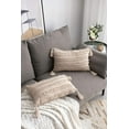thumbnail image 3 of ZECATL Beige Throw Pillow Covers: 2 Pack 12x20 Inch Boho Striped Cotton Linen Rectangular Decorative Pillow Cases with Tassels for Farmhouse Couch Sofa Chair, 3 of 7