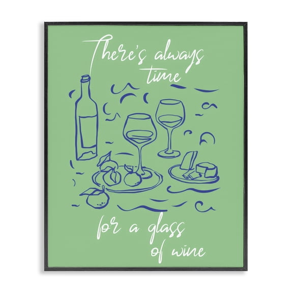 Stupell Industries Eclectic Always Time For Glass Of Wine Black Framed Giclee Art, 11 x 14, by The Prints Vibe