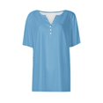 thumbnail image 4 of loopsun Plus Size Tops for Womens,Womens Summer Tops,Women's Casual Solid Color Medium Short Sleeve V-Neck Top Light Blue M, 4 of 5