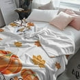 thumbnail image 5 of Fall Maple Leaves Throw Blankets, Thanksgiving Watercolor Pumpkins Soft Fleece Blanket Decorative for Home Sofa Couch Chair Living Bedroom,40x50 inches, Orange, 5 of 5