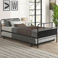 thumbnail image 4 of Gymax Twin Daybed &Trundle Frame Set Steel Slat Support Day Bed, 4 of 10