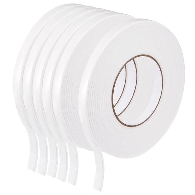 Cinta de Espuma PE Doble Cara Uxcell 2.5mmx12mmx5m Adhesiva 6 Rollos