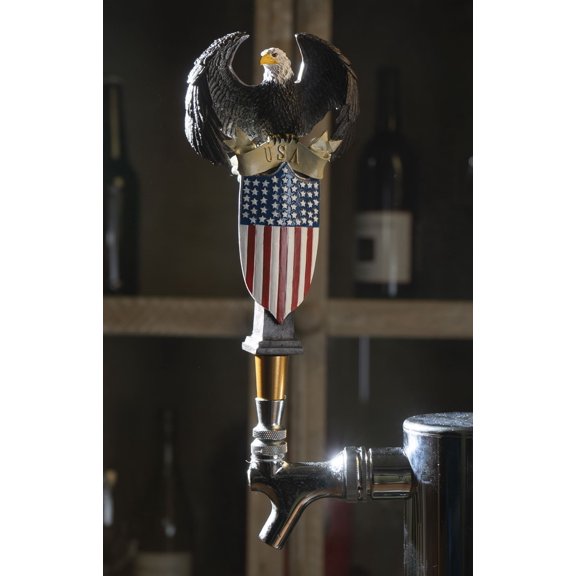 Ebros American Bald Eagle USA Flag Shield Novelty Beer Tap Handle Figurine