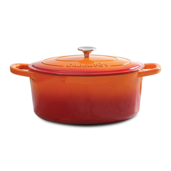 Crock-Pot Artisan 7 Qt Enameled Cast Iron Dutch Oven W/Lid, Sunset Orange, Oval