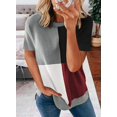 thumbnail image 2 of Blouses T-Shirts Décontractées à Manches Courtes à Blocs de Couleur Rayés pour Femmes, 2 of 4