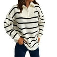 thumbnail image 2 of Black Hoodies for Women Fall Turtleneck Half Zip Lapel Patchwork Plus Size Striped Sweater Soft Texture Long Sleeved Women's Pullover Sweater Fall Tops for Women 2025, 2 of 6