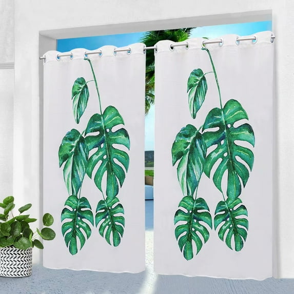 HGmart 3D Printed Outdoor Curtain Panel - 58x120in Gazebo Patio Waterproof Curtain/Drape,Palm Leaf,1 Panel