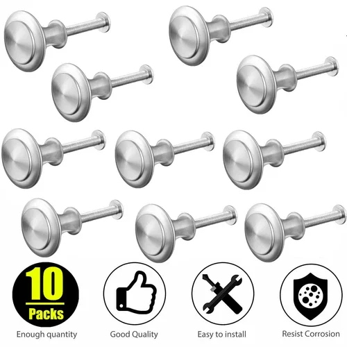 10Pcs Kitchen Cabinet Door Knobs Stainless Steel Cupboard Drawer Handle Pulls Us