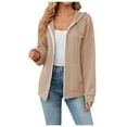 thumbnail image 2 of Plain Zip Up Hoodies for Women Fall Winter Long Sleeve Hooded Sweatshirt with Pockets Cardigan Jacket Coat, 2 of 6