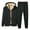 Black, variant on Male Casual Warm Solid Two Piece Suit Zipper Pocket Hoodies Coat Drawstring Pants Set Man in Suit