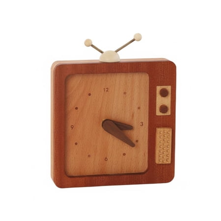JWQFBC Wooden Alarm Clock Square Retro Desk Clock Warm Brown Table Decoration