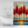 thumbnail image 4 of Extra Long Shower Curtain 72x84 Inch, Autumn Leaves Shower Curtain Waterproof Bathroom Decor Orange Sunrise Ombre Lake Reflection Fabric Bath Curtain Set Accessories with Hooks, 4 of 6