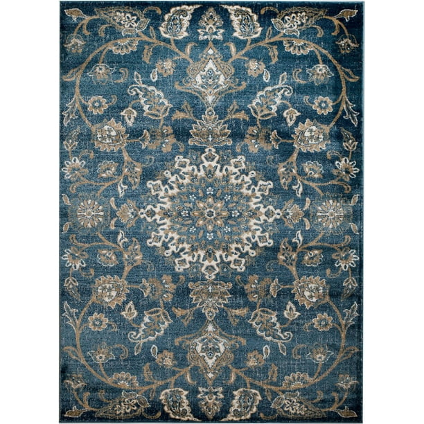 Madison Collection 2x3 Oriental Blue Traditional Area Rug (Multiple