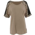 thumbnail image 3 of Women's Leopard Print Short Sleeve V Neck Color Block Tops Casual Loose Shirts, 3 of 9