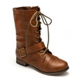 thumbnail image 1 of Breckelles Georgia-86 New Women Leatherette Lace Millitary Mid Calf High Boot, 1 of 6