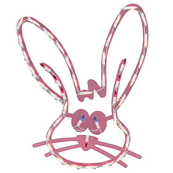 IMPACT 18" Lighted Pink Bunny Head Easter Window Silhouette Decoration