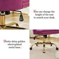 thumbnail image 4 of PAPROOS Vanity Chair, Swivel Home Office Chair, Ergonomic Home Desk Chair with Golden Metal Base, Adjustable Height, Velvet Upholstered Tufted Button Task Chair, Purple, 4 of 10