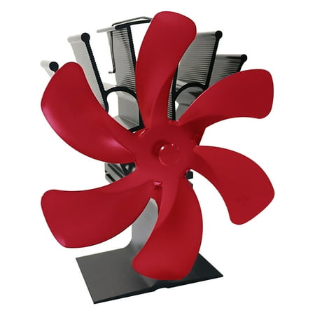 

Tiitstoy Stove Fan Wood Stove Fan Fireplace Fan Heat-Powered Fan with 6 Blades Red