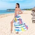 thumbnail image 6 of FORMRS Womens Long Sarong Beach Wrap Semi-Sheer Bikini Skirt Bathing Swimsuit Cover Up, Yellow Hand Drawn Sailboats, 6 of 7