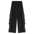 thumbnail image 6 of Alvivi Women's Latin Dance Pants Elastic Waist Ruffled Drape Ballroom Practice Performance Trousers Black M, 6 of 7