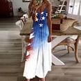 thumbnail image 2 of Feancey Women's Novelty Dresses 4th of July American Flag Graphic Patriotic Dress V Neck Sleeveless Spaghetti Straps Maxi Dresses for Beach Vacation Multicolor 4XL, 2 of 9