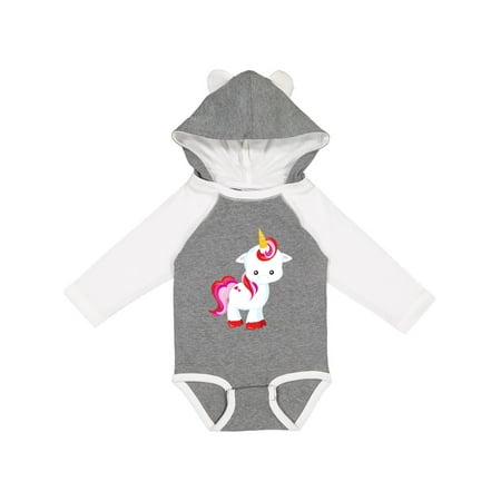 

Inktastic Cute Little Unicorn With Red And Pink Mane Hearts Gift Baby Girl Long Sleeve Bodysuit