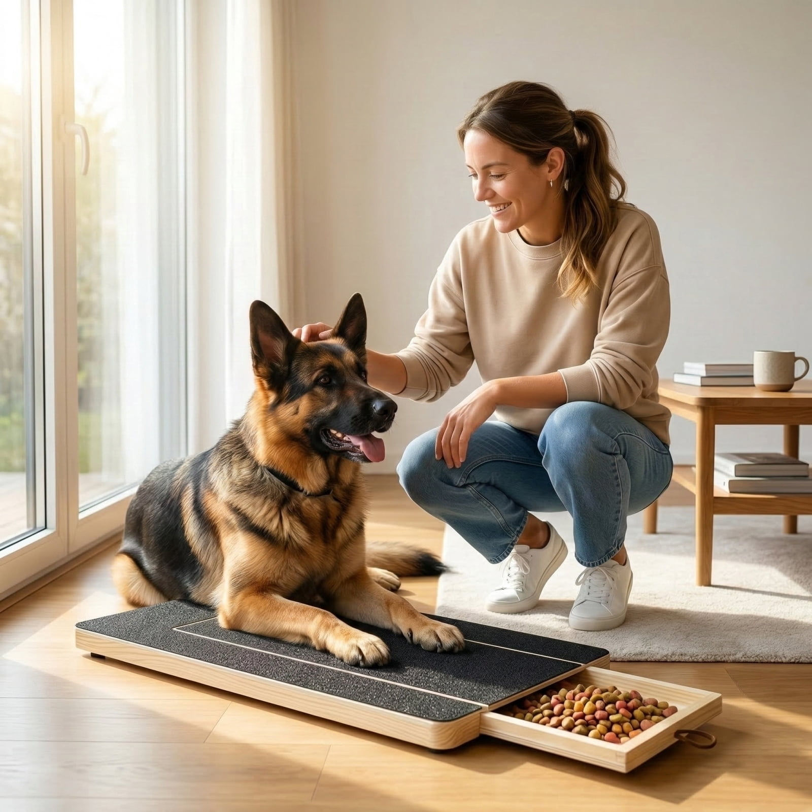 Dog Scratch Board with Treat Box | Calming Nail Trim Pad | Wood Stress Free Dog Nail Scratchs Pad, for Breeds Large and Small Dogs Cats Play Stimulation Boredom