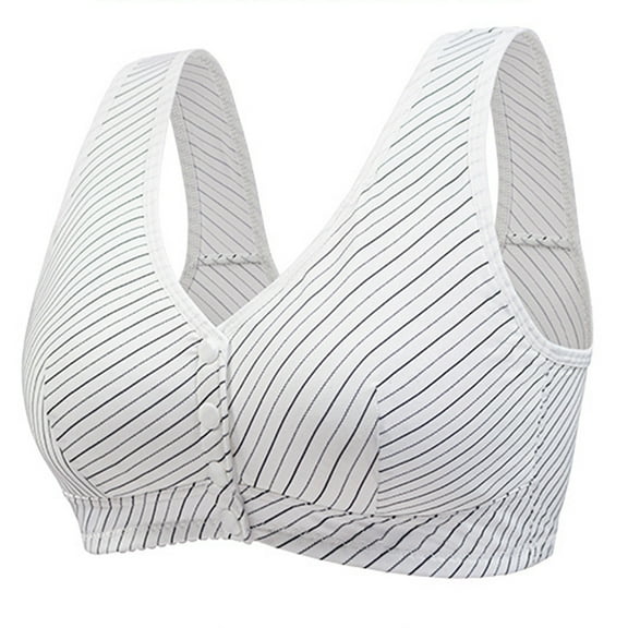 HongQid Front Closure Bras for Women, Comfortable Bra Plus Size No Underwire Snap Closing Bra