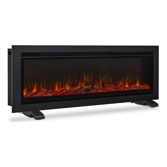Real Flame 65" Metal and Glass Wall Mounted Electric Fireplace Insert in Black