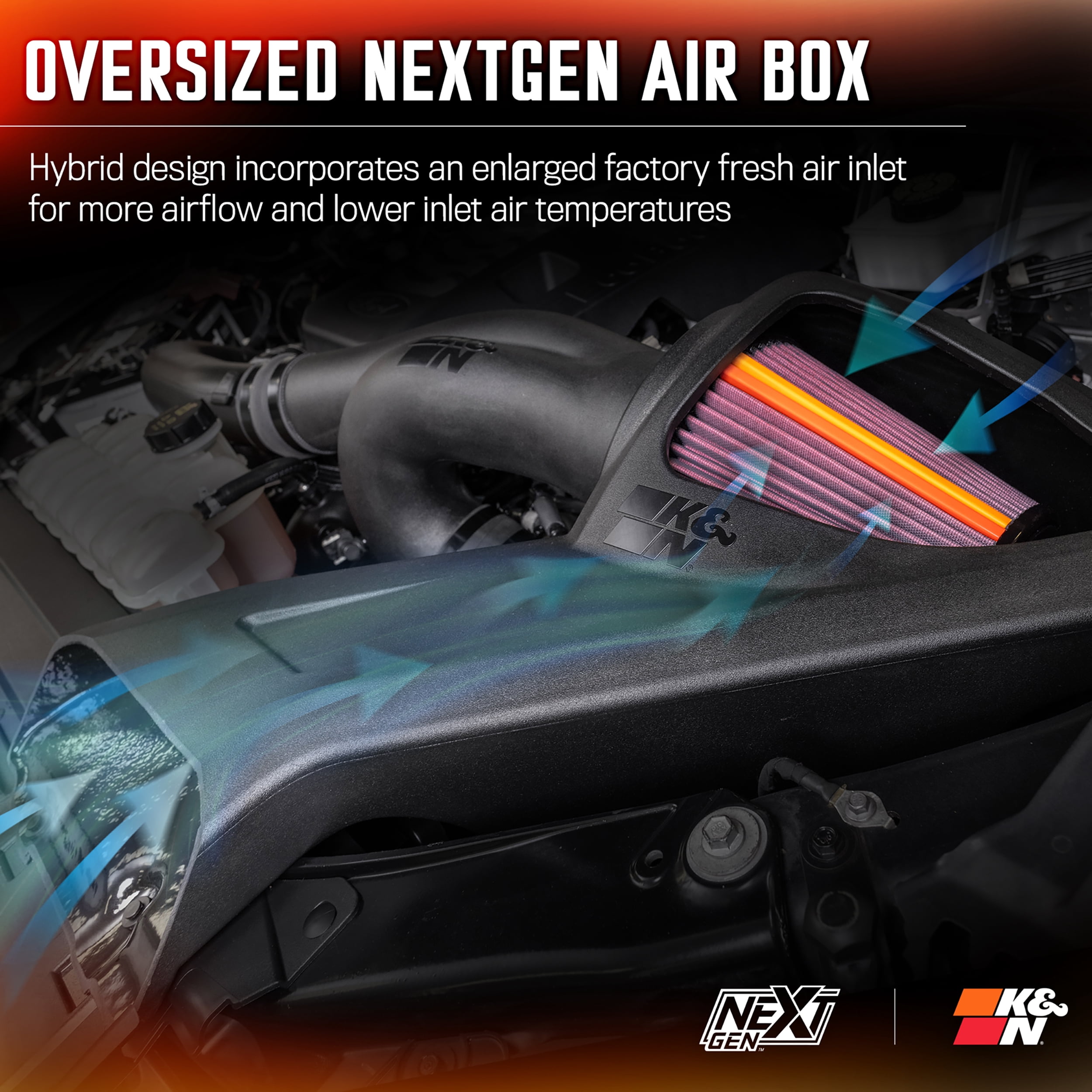K&N Performance NextGen Cold Air Intake System: Easy Installation, Engineered to Maximize Airflow, Boost Horsepower & Torque, 50-2609