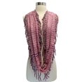 thumbnail image 4 of Pink & Gray Striped Winter Infinity Scarf With Fringe, 4 of 4