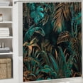 thumbnail image 6 of Orinice Green Gold Tropical Palm Leaves Shower Curtain Abstract Banana Leaf Modern Botanical Plant Nature Aesthetic Emerald Green Bathroom Decor Waterproof Fabric 36x72, 6 of 7