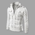 thumbnail image 3 of Skymirror Men Spring Autumn Jacket with Buttons Zipper Closure Solid Color Stand Collar Long Sleeve Casual Jacket Outerwear, 3 of 8