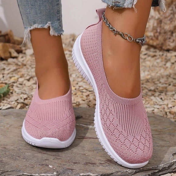 Women's Woven Orthopedic Breathable Shoes Comfortable Walking Sneakers with Arch Support Wide Fit Go Walk Slip on Tenis Comfy Work Slip Ins Loafers Standing All Day Soft Foam Summer Shoes Hands Free